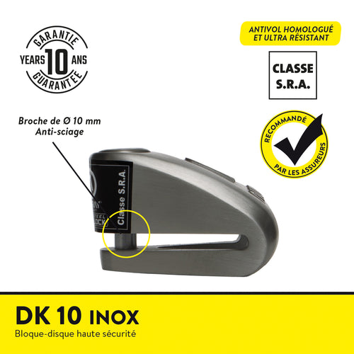 BLOCCADISCO DK-10 ACCIAIO CLASSE SRA
