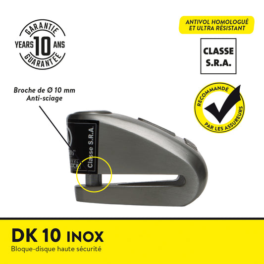 BLOCCADISCO DK-10 ACCIAIO CLASSE SRA