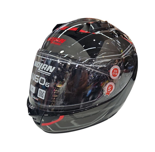 CASCO NOLAN INTEGRALE N60-6 ECLETTICO 351 GRIGIO NERO RIGO ROSSO TAGLIA