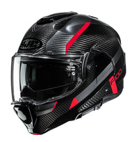 CASCO MODULARE HJC F100 CARBON ASKAN MC1 NERO GRIGIO ROSSO LUCIDO