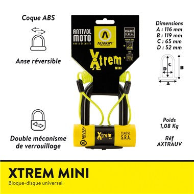 BLOCCADISCO XTREM MINI CLASSE SRA + CORDON DE RAPPEL