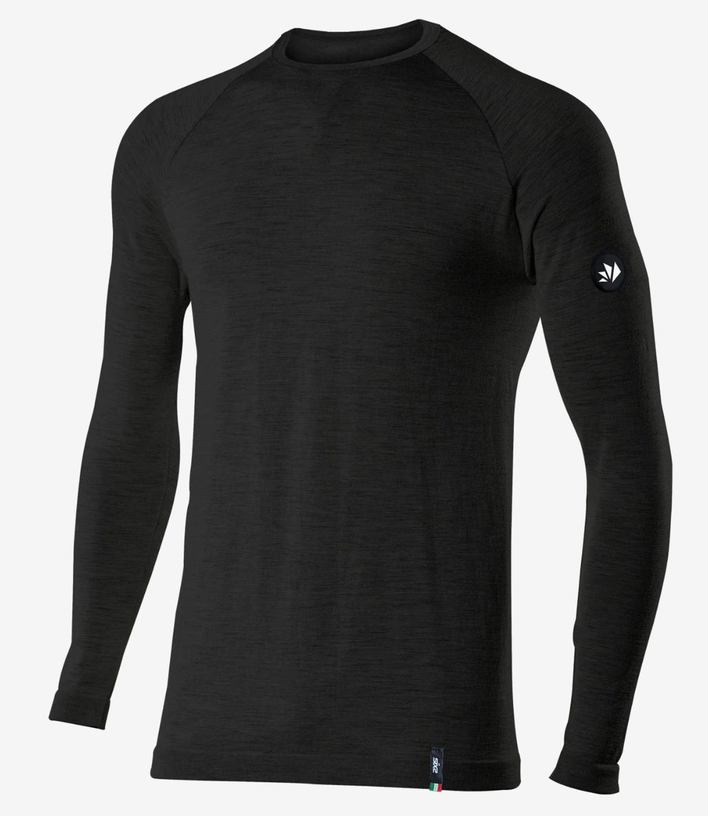 MAGLIA SIX2 MANICHE LUNGHE MERINOS NERA