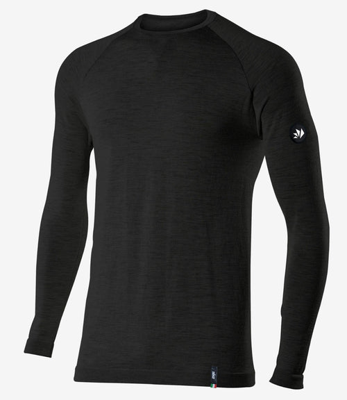 MAGLIA SIX2 MANICHE LUNGHE MERINOS NERA