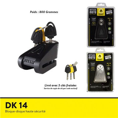 BLOCCADISCO DK-14 ACCIAIO CLASSE SRA