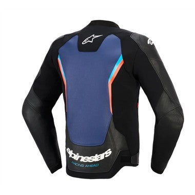 GIUBBINO UOMO PELLE ALPINESTARS GP FORCE V2 NERO BLU ARANCIO FLU