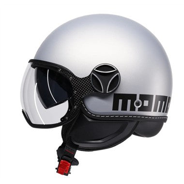 CASCO JET FGTR EVO MOMODESIGN E2206 ARGENTO METALLIZZATO OPACO