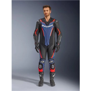 TUTA INTERA ALPINESTARS GP FORCE V2 LEATHER SUIT 1 PC BLACK BLUE RED FLUO