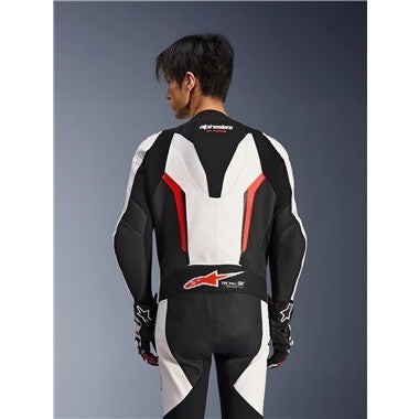 TUTA INTERA ALPINESTARS GP FORCE V2 LEATHER SUIT 1 PC WHITE BLACK RED FLUO