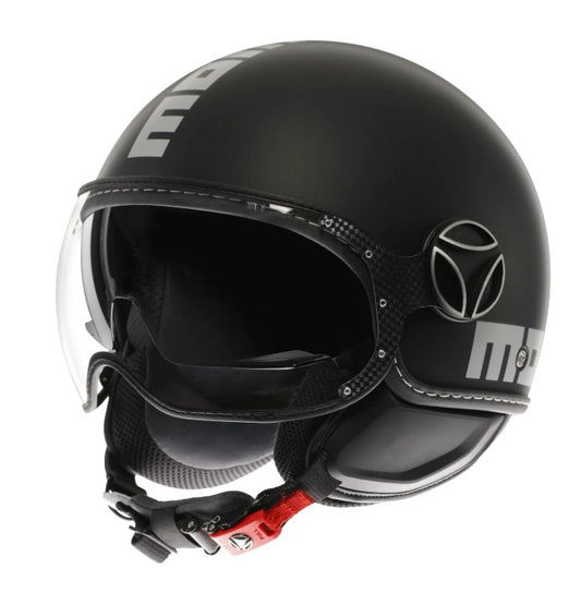 CASCO JET FGTR EVO MOMODESIGN E2206 NERO OPACO SCRITTA GRIGIA