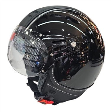 CASCO JET DIEFFE DF3600 WARRIOR NERO CON PELLE