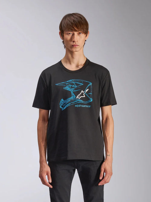 MAGLIA T-SHIRT ALPINESTARS MX HELMET CSF TEE NERA LOGO BLU