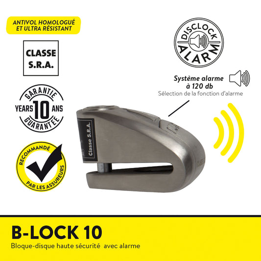 BLOCCADISCO SONORO B-LOCK-10 ACCIAIO CLASSE SRA