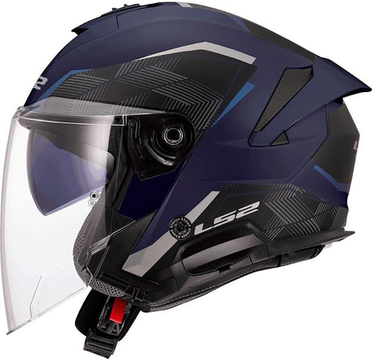 CASCO JET LS2 OF618 VERSO II AIR BLU NAVY GRIGIO OPACO