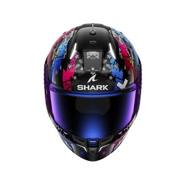 CASCO SHARK INTEGRALE SKWAL I3 HELLCAT NERO CROMO BLU LUCIDO