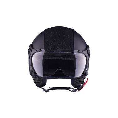 CASCO JET LUXORY MAGIC NERO OPACO FASCIA PELLE BRILLANTINATA DIEFFE