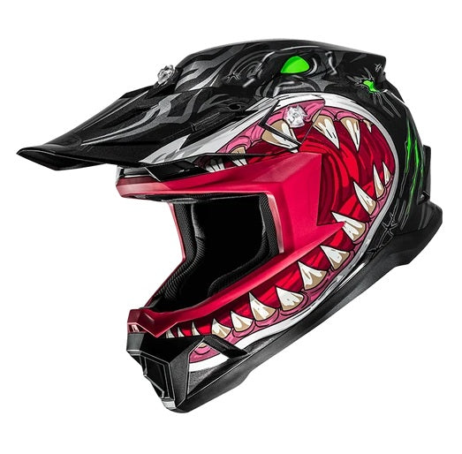 CASCO BAMBINO CROSS HJC Y50 MEGADON MC5 NERO ROSSO