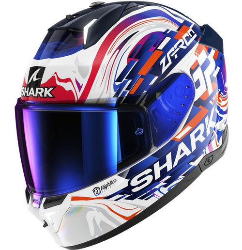 CASCO SHARK INTEGRALE SKWAL I3 REPLICA ZARCO GP DE FCE WHITE VIOLET BLUE