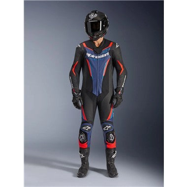 TUTA INTERA ALPINESTARS GP FORCE V2 LEATHER SUIT 1 PC BLACK BLUE RED FLUO