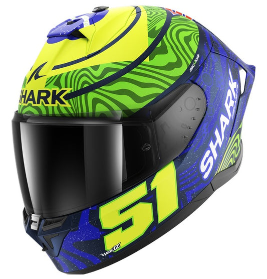 CASCO SHARK INTEGRALE SKWAL CUP REPLICA GRANADO MAT BLUE GREEN YELLOW