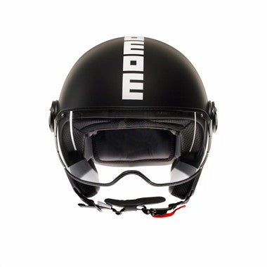 CASCO JET FGTR CLASSIC MOMODESIGN E2206 NERO OPACO SCRITTA BIANCA