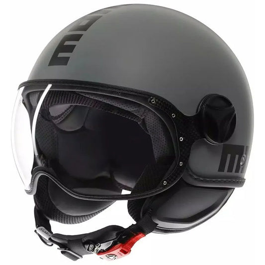 CASCO JET FGTR CLASSIC MOMODESIGN E2206 GRIGIO OPACO SCRITTA NERA