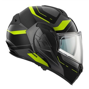 CASCO MODULARE PREMIER 26 X-CHARGER JU 17 BM M NERO GRIGIO GIALLO OPACO FLIP UP