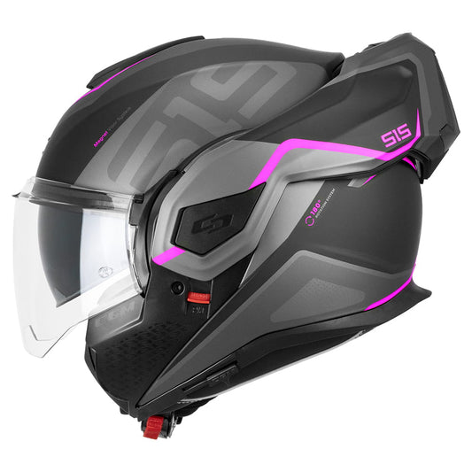 CASCO CGM REVERSIBILE MODULARE 515S VERSO RACE NERO FUXIA OPACO