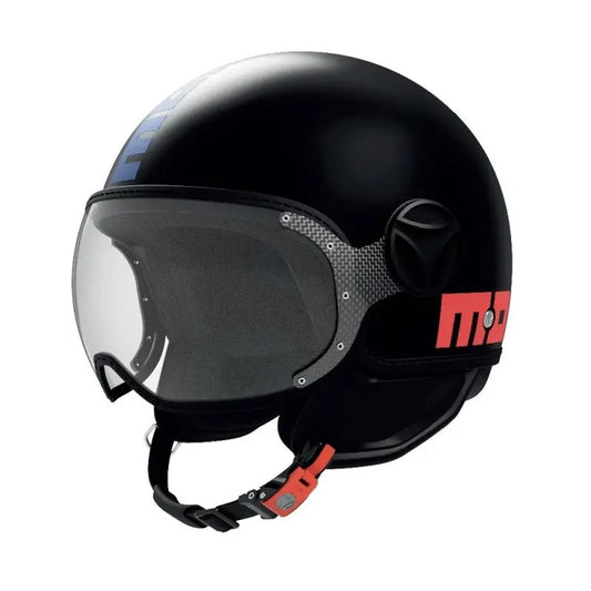 CASCO JET FGTR CLASSIC MOMODESIGN E2206 TWOFOLD OPACO NERO BLU ROSSO