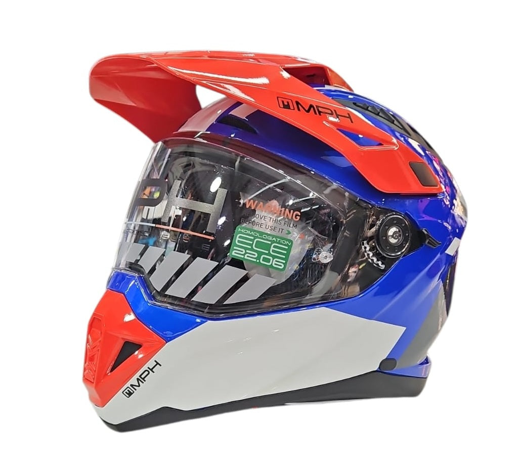 CASCO MPH CROSSOVER ADV E22.06 GRAFICA BIANCO BLU ROSSO