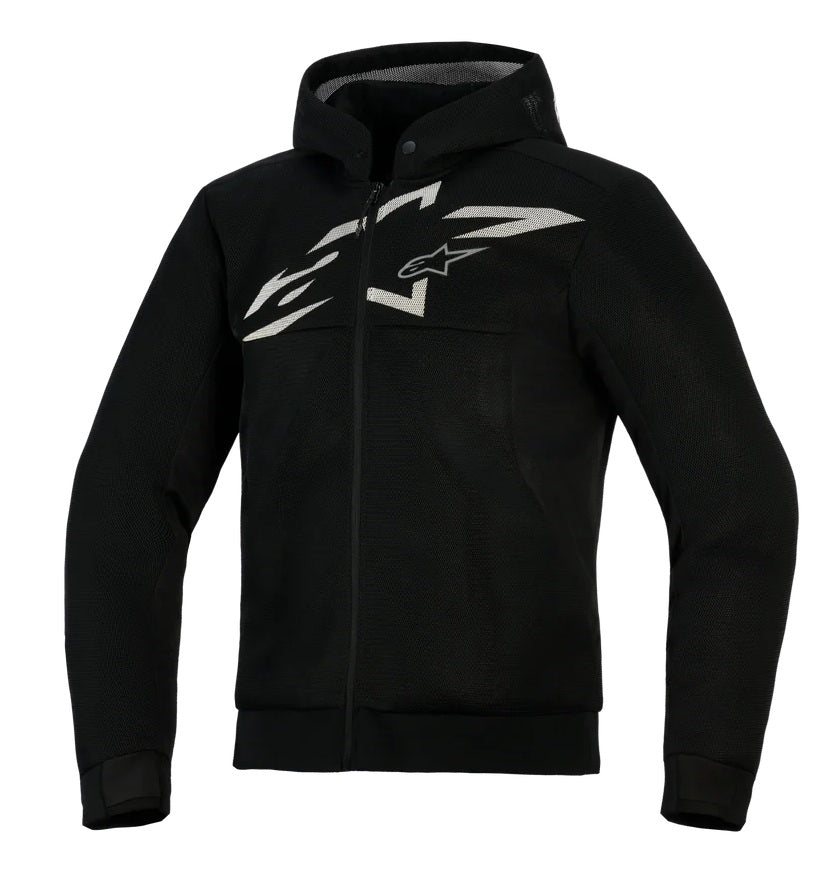 GIUBBINO FELPA ALPINESTARS CHROME SUPERAIRFLOW  HOODIE NERO GRIGIO BIANCO
