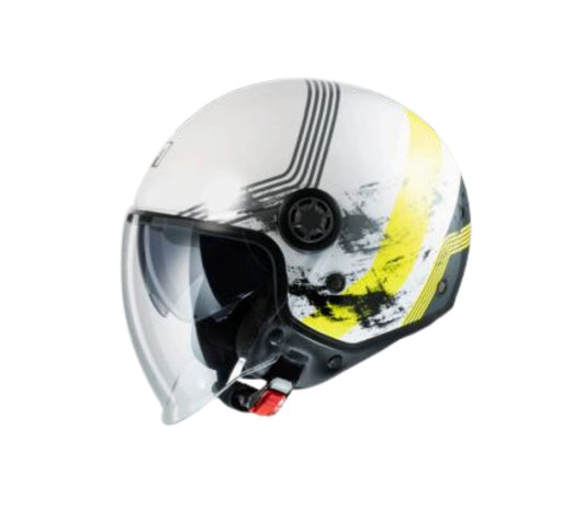 CASCO JET MPH ONE ECE 22.06 DOPPIA VISIERA RUSTY BIANCO GIALLO LUCIDO