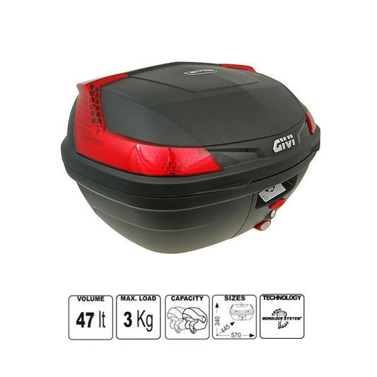 BAULETTO GIVI B47NML MONOLOCK  NERO - Della Categoria Bauletti Produttore Givi - A soli €130.50! Acquista ora su Due Ruote Accessori