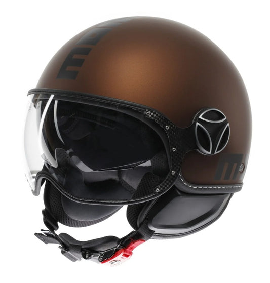 CASCO JET FGTR EVO MOMODESIGN E2206 MARRONE SCRITTA NERA
