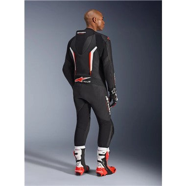 TUTA INTERA ALPINESTARS GP FORCE V2 LEATHER SUIT 1 PC BLACK WHITE RED FLUO