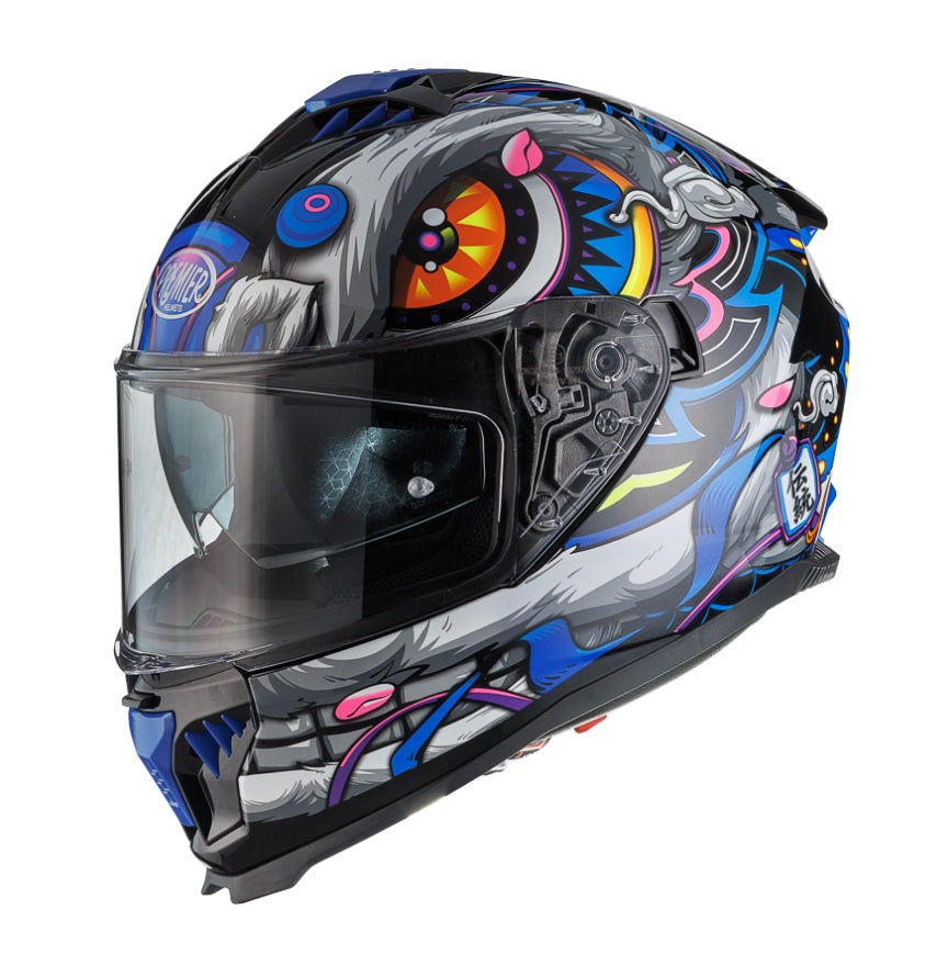 CASCO INTEGRALE PREMIER 26 TYPHOON LY18  NERO BLU LUCIDO