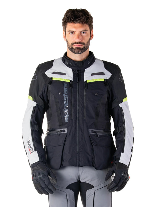 GIACCA UOMO ALPINESTARS BOGOTA PRO DRYSTAR GRIGIA NERA GIALLO FLUO