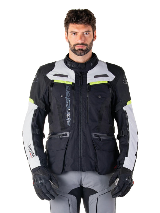 GIACCA UOMO ALPINESTARS BOGOTA PRO DRYSTAR GRIGIA NERA GIALLO FLUO