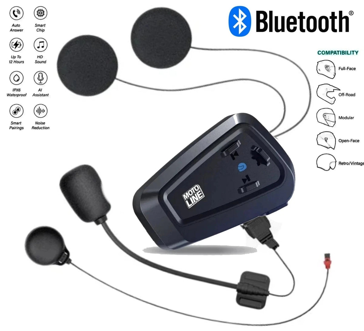 INTERFONO BLUETOOTH WIRELESS MOTOLINE SINGOLO
