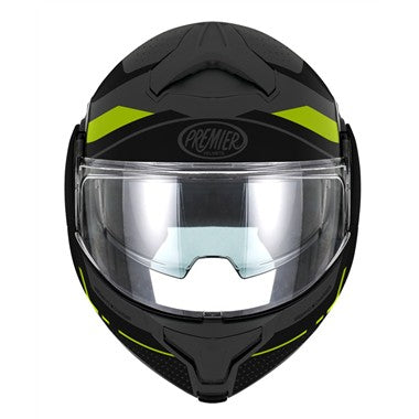 CASCO MODULARE PREMIER 26 X-CHARGER JU 17 BM M NERO GRIGIO GIALLO OPACO FLIP UP