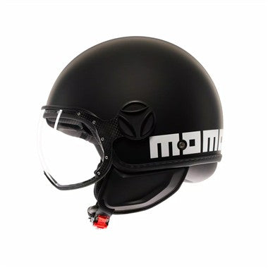 CASCO JET FGTR CLASSIC MOMODESIGN E2206 NERO OPACO SCRITTA BIANCA