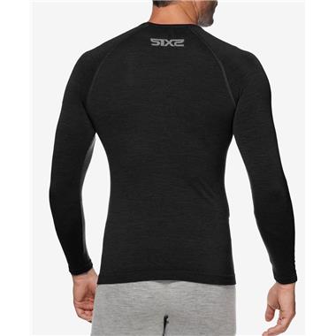MAGLIA SIX2 MANICHE LUNGHE MERINOS NERA
