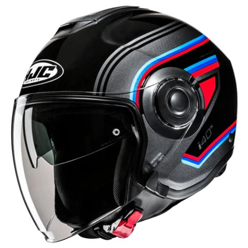CASCO JET HJC i40N LINIA MC21 NERO GRIGIO ROSSO LUCIDO TAGLIA XXL