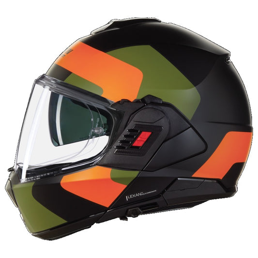 CASCO REVERS NOLAN N120-1 OMOCROMO 345 NERO VERDE ARANCIO OPACO