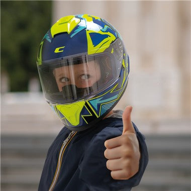 CASCO INTEGRALE BAMBINO CGM 265X MICRO MONSTER BLU GIALLO FLU