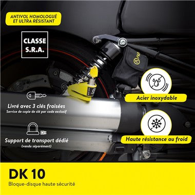 BLOCCADISCO DK-10 ACCIAIO CLASSE SRA