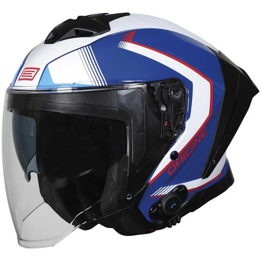 CASCO JET ORIGINE APRICA CON BLUETOOTH BIANCO BLU ROSSO