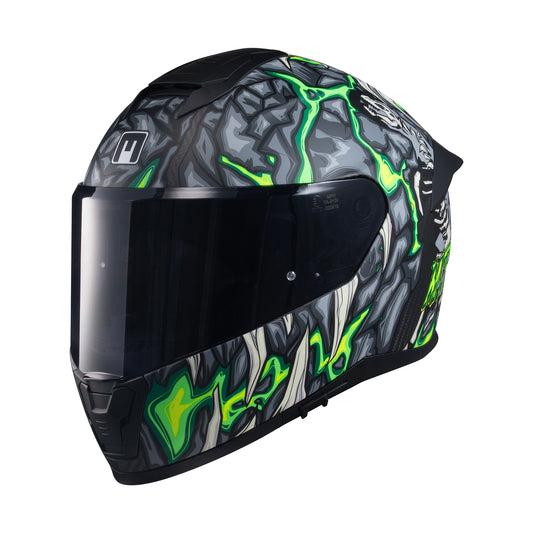 CASCO INTEGRALE MPH TIGER CARBONIO ALIEN VERDE FLU 22.06 CON PINLOCK 70