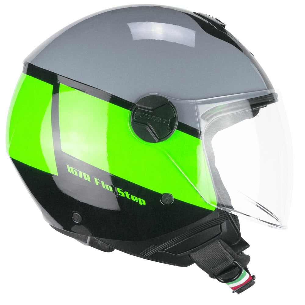 CASCO JET CGM 167G FLO STEP GRIGIO VERDE LUCIDO VISIERA LUNGA - Della Categoria Caschi Jet Produttore CGM HELMETS - A soli €78! Acquista ora su Due Ruote Accessori