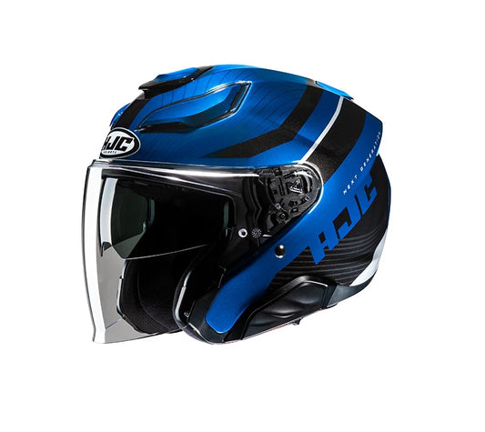 CASCO JET FIBRA HJC F31 MC2 BLU METALIZZATO