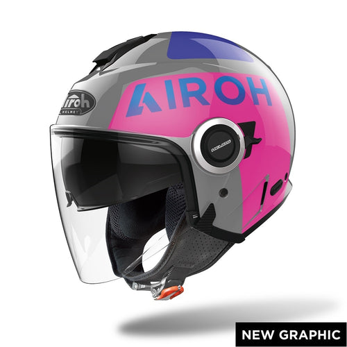 CASCO AIROH JET HELIOS HEUP54 BIANCO FUXIA BLU - Della Categoria Caschi Jet Produttore Airoh - A soli €102! Acquista ora su Due Ruote Accessori